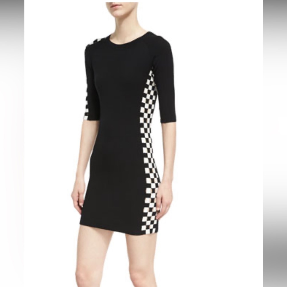 Alexander want checkerboard paneled mini knit dress with open cut outs